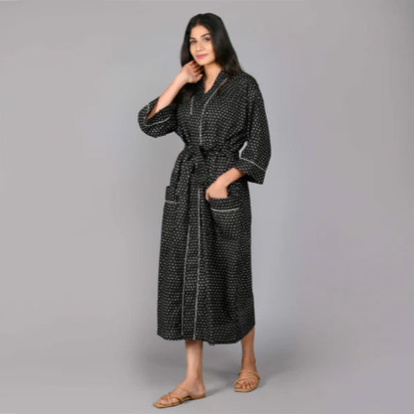 Black Lux Satin Kimono Robe For Women - HOUSE OF AZOiiA